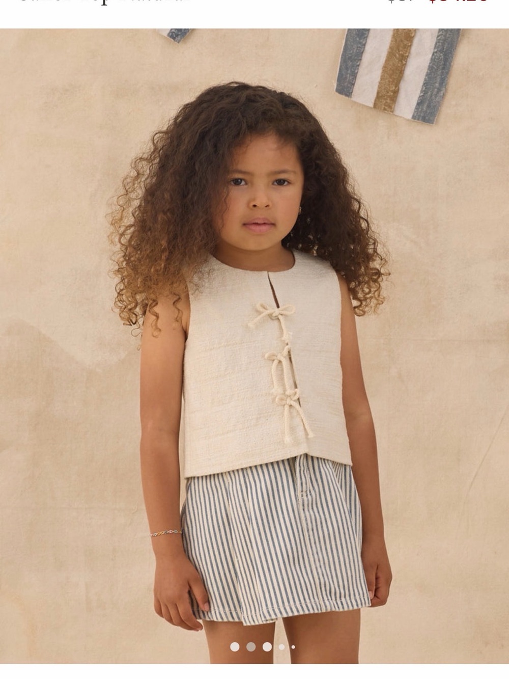 ISO - Rylee + Cru Sailor Top Size 6/7Rylee Cru Cream Textured Tie-Front Kids Top